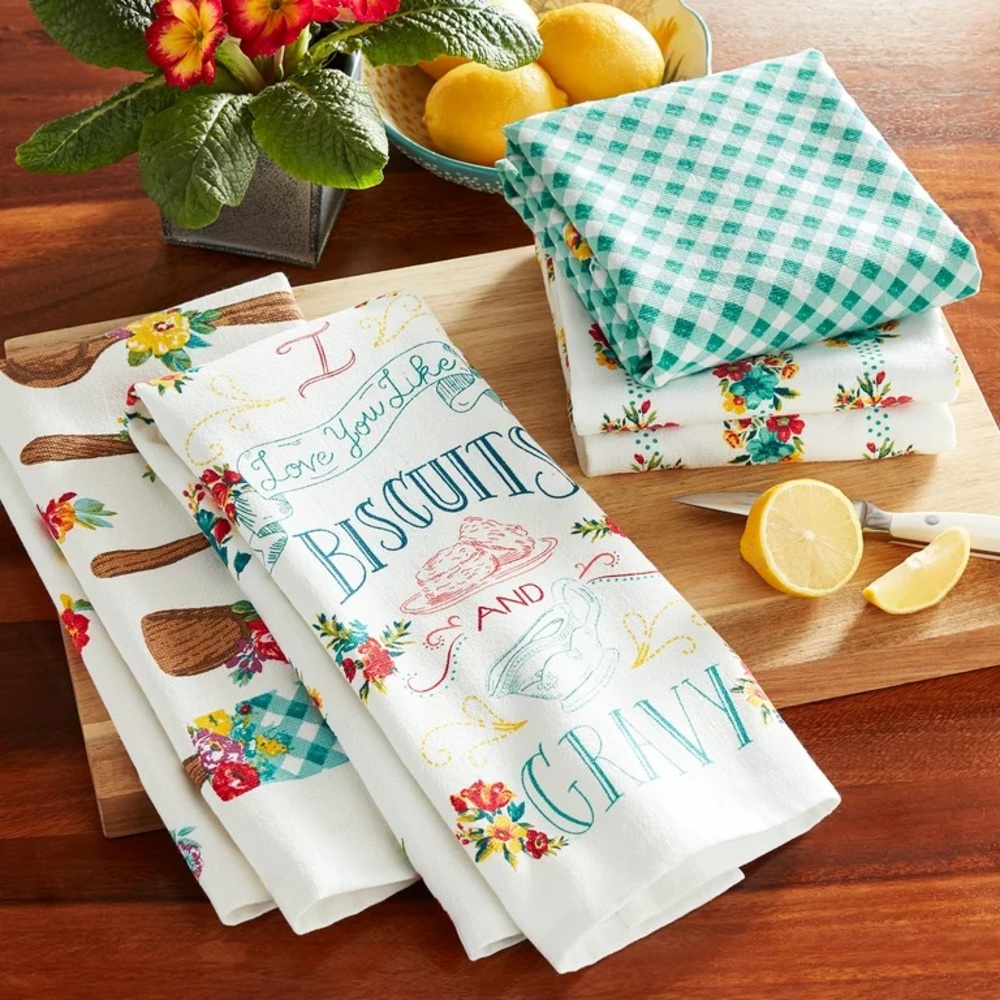 🌺 New Pioneer Woman Biscuits & Gravy 4-Piece Towel Set “Rolling Pin Design” - Picture 4 of 6